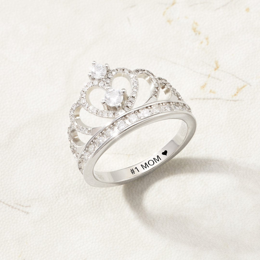 Mother's Day Gift MOM Crown Ring Vintage Mother wedding Diamond Ring-Engravingift