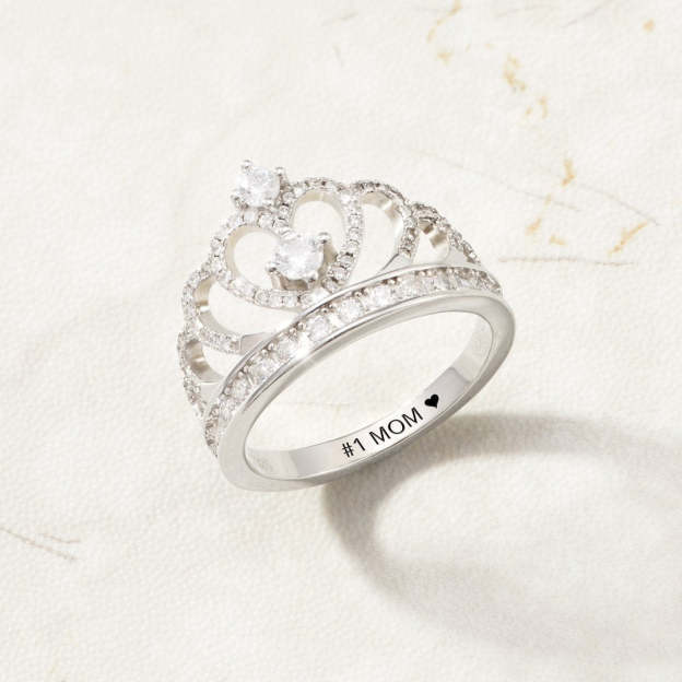 Mother's Day Gift MOM Crown Ring Vintage Mother wedding Diamond Ring-Engravingift