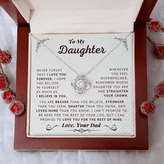 Mother's Day Gift Daughter Gifts From Dad - To My Daughter Necklace From Dad Believe In Yourself Love Knot Necklace-Engravingift