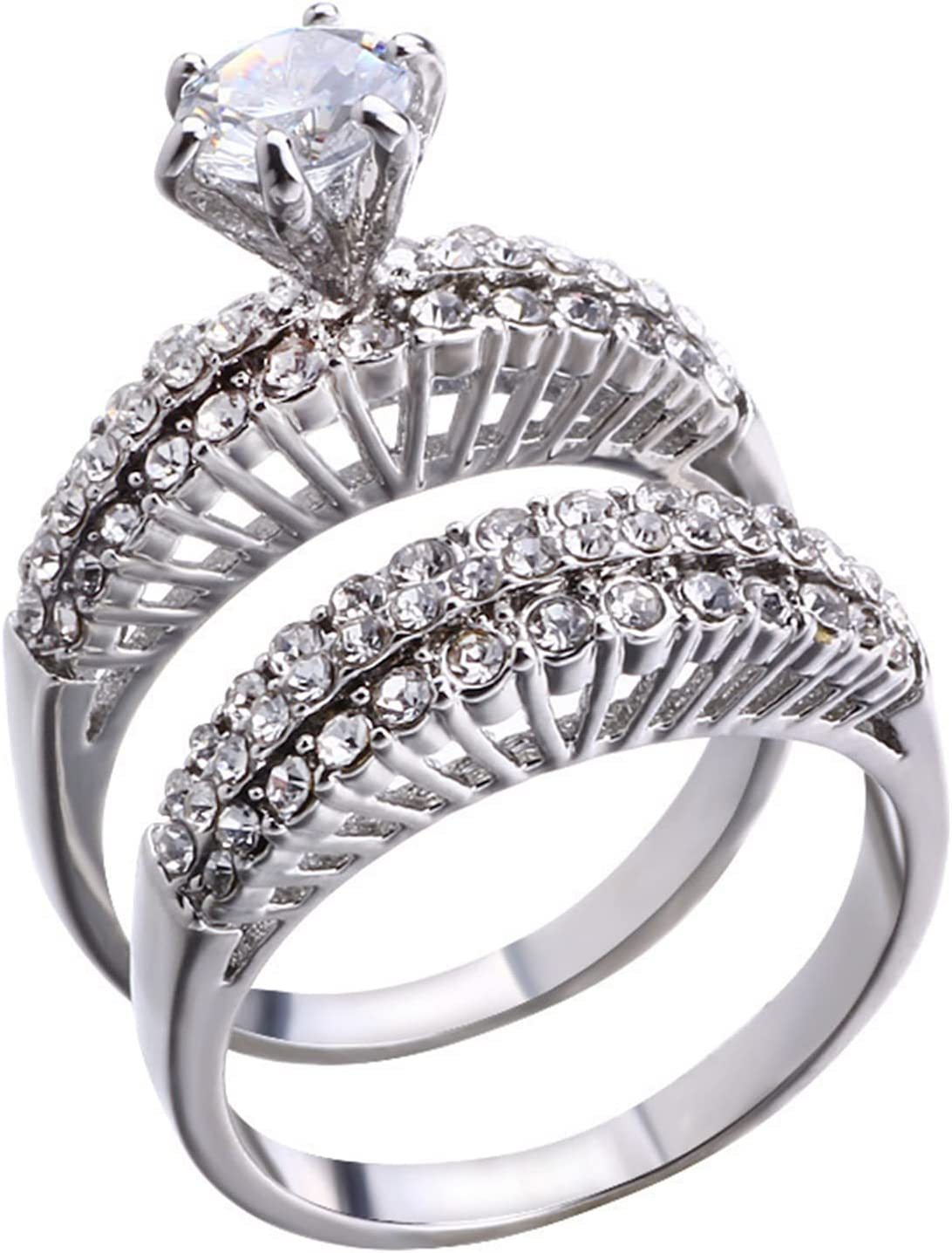 Mother's Day Gift Women's Fashion Luxury Engagement Marriage Proposal Diamond Rings Stacking Rings-Engravingift