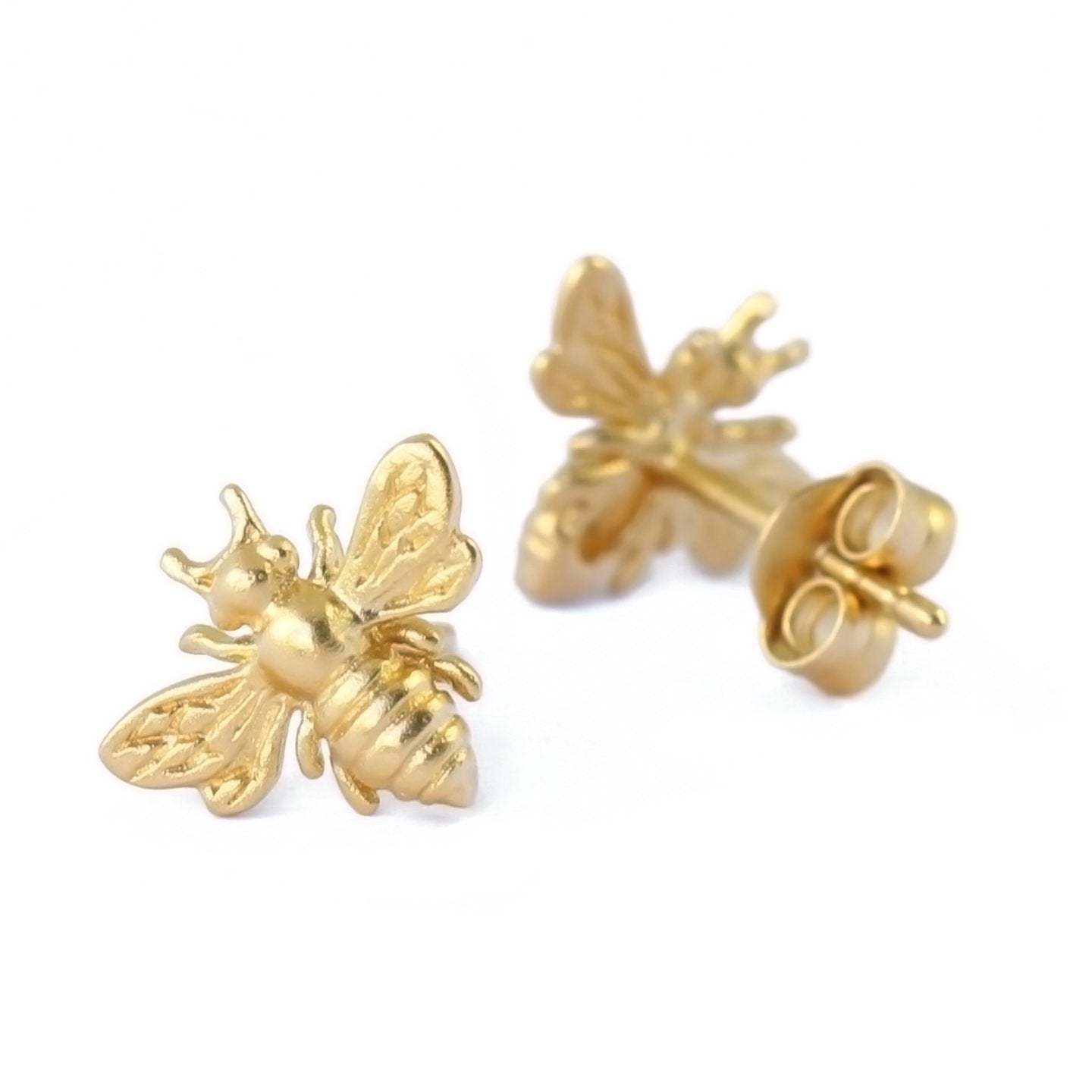 Mother's Day Gift Little Gold Bee Earrings • Gold Honeybee Studs • BumbleBee Post • Handcrafted Jewelry-Engravingift