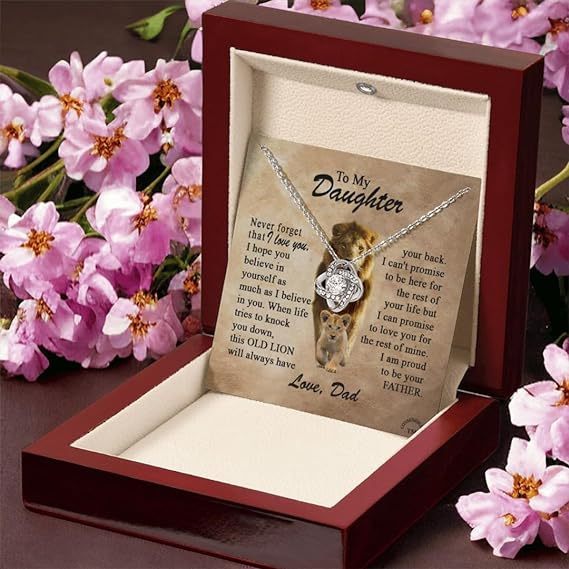 Mother's Day Gift To My Daughter From Dad Necklace, Old Lion Necklace, "Proud be your father gifts for - believe in yourself"-Engravingift