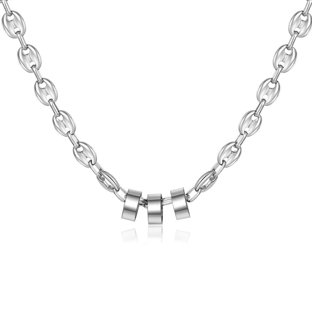 Christmas Gift Personalized Necklace with 3 Beads Engraved 3 Names Custom Gift For Him-Engravingift