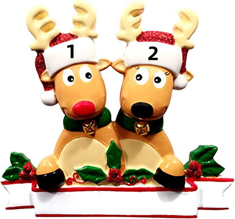 Christmas Gift CUSTOM CARTOON REINDEER FAMILY CHRISTMAS ORNAMENT-Engravingift