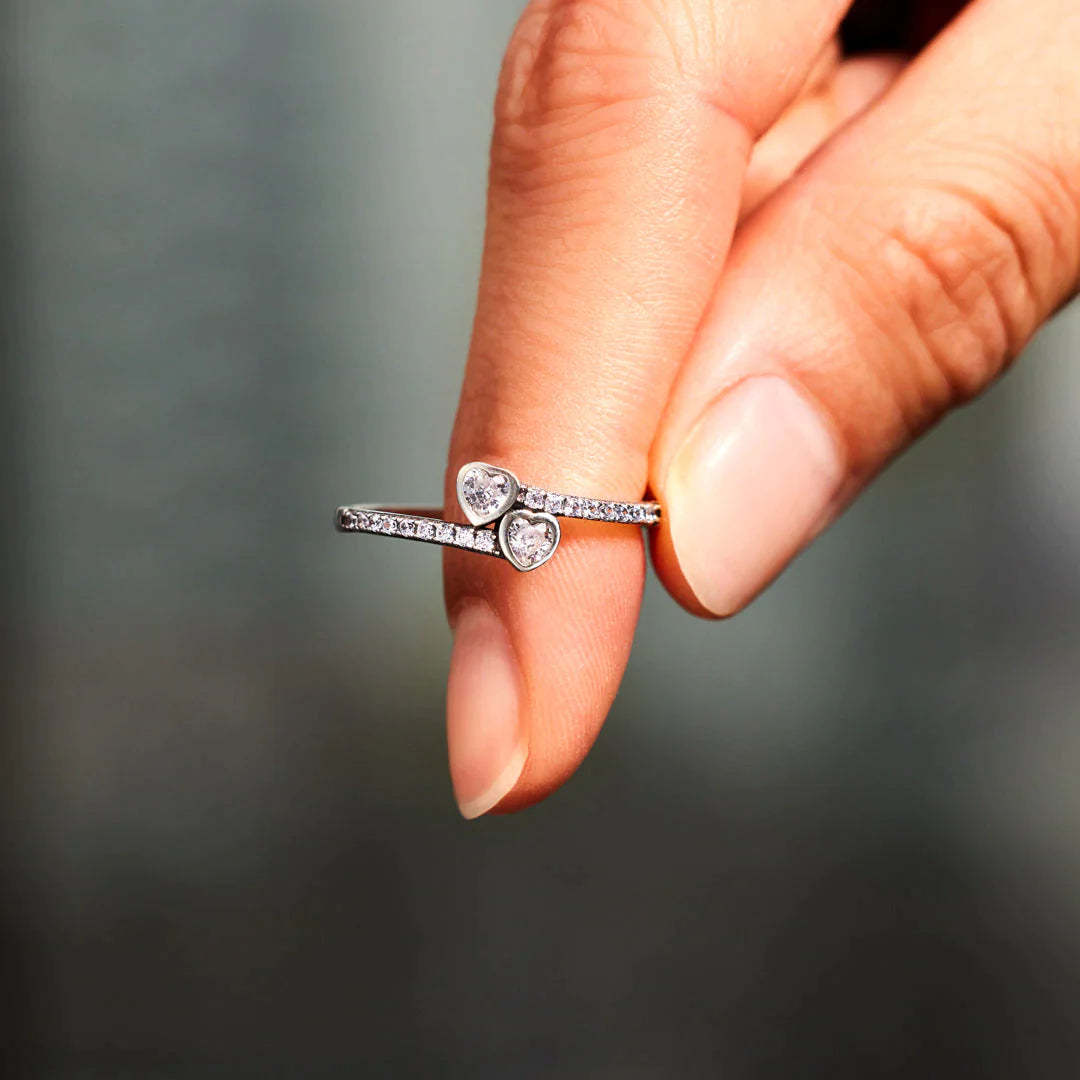 Mother's Day Gift To My Mom Double Heart Ring "Thank You for Being My Mom"-Engravingift