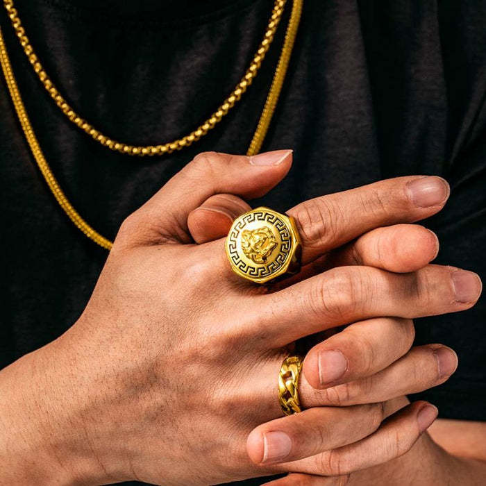 Father's Day Gift 18K Gold Snake Hair Banshee Ring-Engravingift