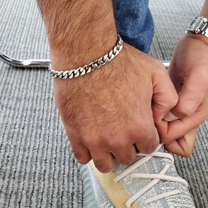 Father's Day Gift Cuban Link Chain Bracelet Stainless Steel 10mm Men Bracelet-Engravingift