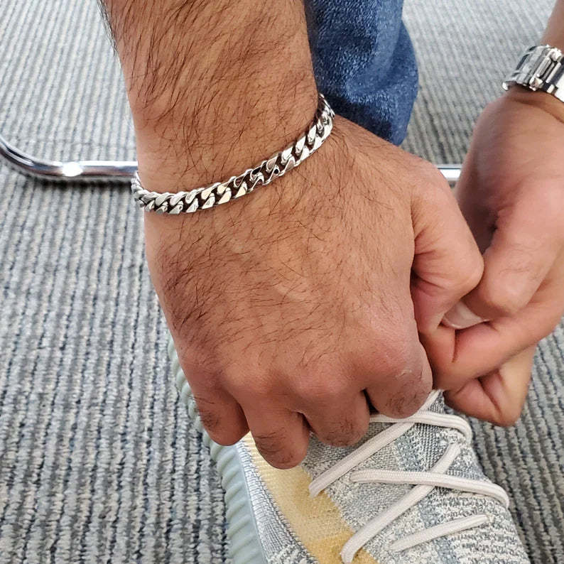 Father's Day Gift Cuban Link Chain Bracelet Stainless Steel 10mm Men Bracelet-Engravingift