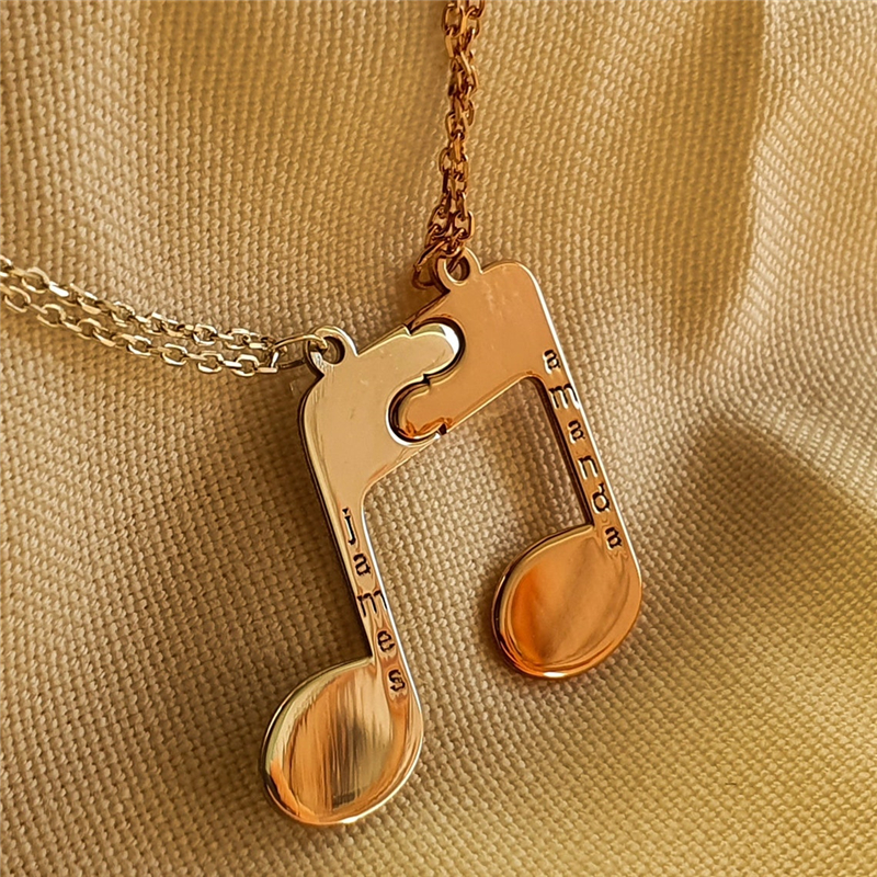 Personalized Couple Musical Note Necklace Set