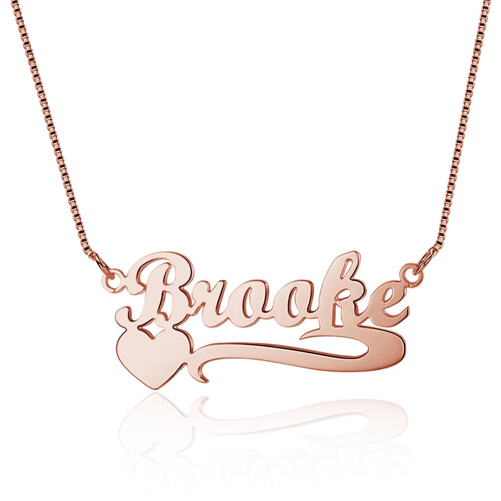 Mother's Day Gift Custom Name Necklace with Heart Cute Personalized Name Chain Rose Gold Unique Gift For Her-Engravingift
