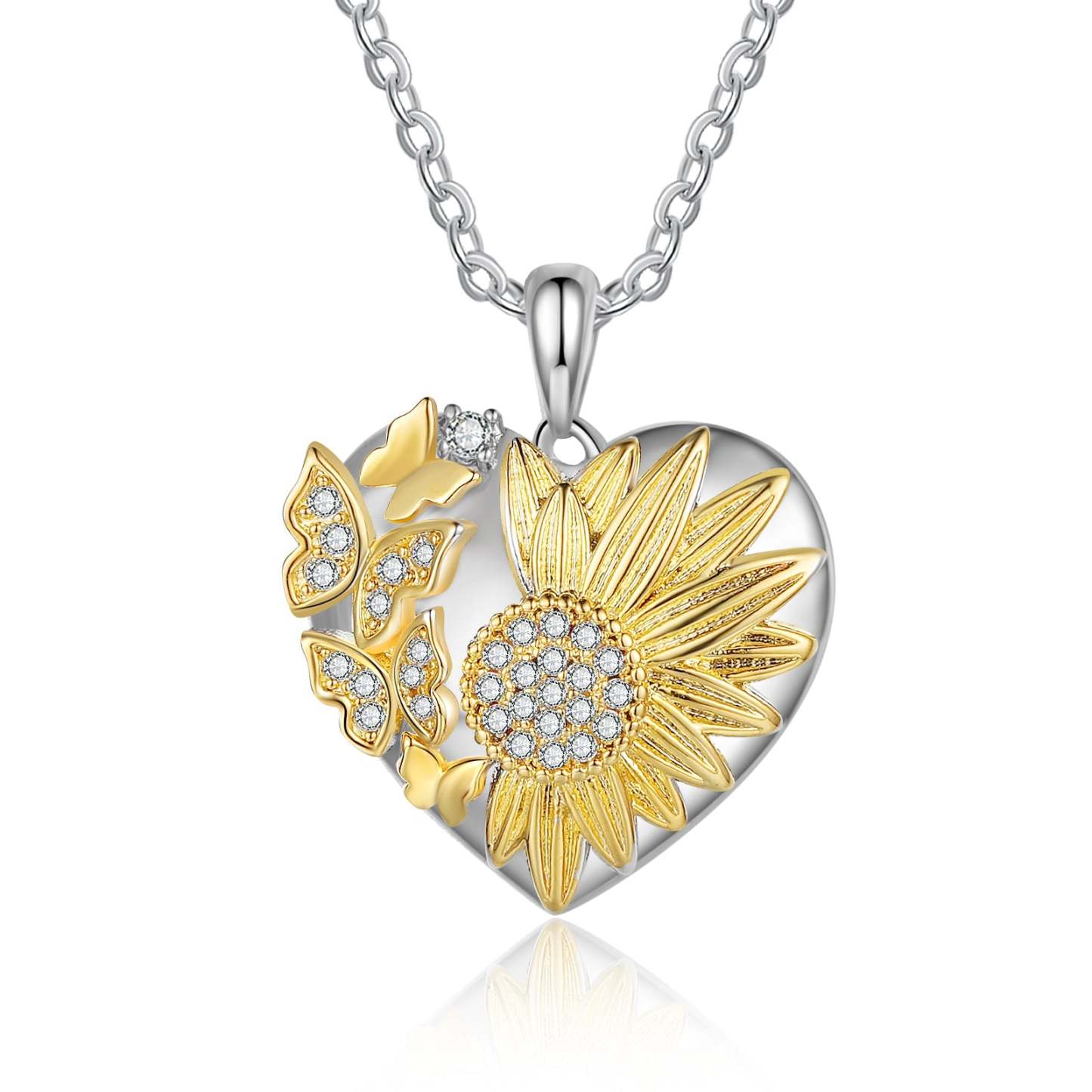Mother's Day Gift For My Daughter - I am incomplete without you Heart Butterfly Sunflower Necklace-Engravingift