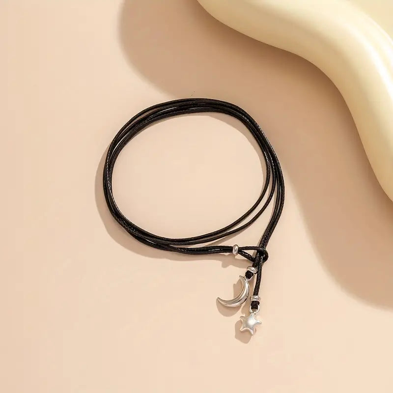 Mother's Day Double Love Heart Pendant Wax Thread Anklet Waterproof Simple Style Ankle Bracelet-Engravingift