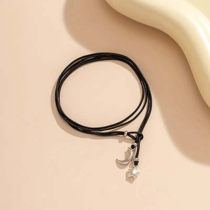 Mother's Day Double Love Heart Pendant Wax Thread Anklet Waterproof Simple Style Ankle Bracelet-Engravingift