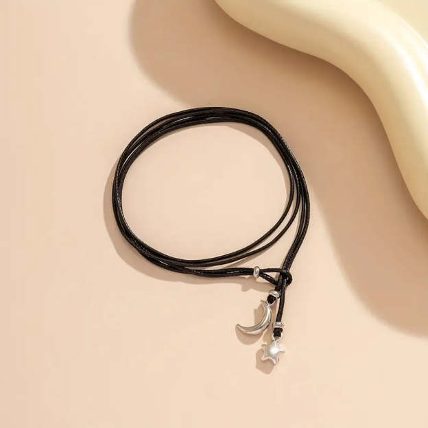 Mother's Day Double Love Heart Pendant Wax Thread Anklet Waterproof Simple Style Ankle Bracelet-Engravingift