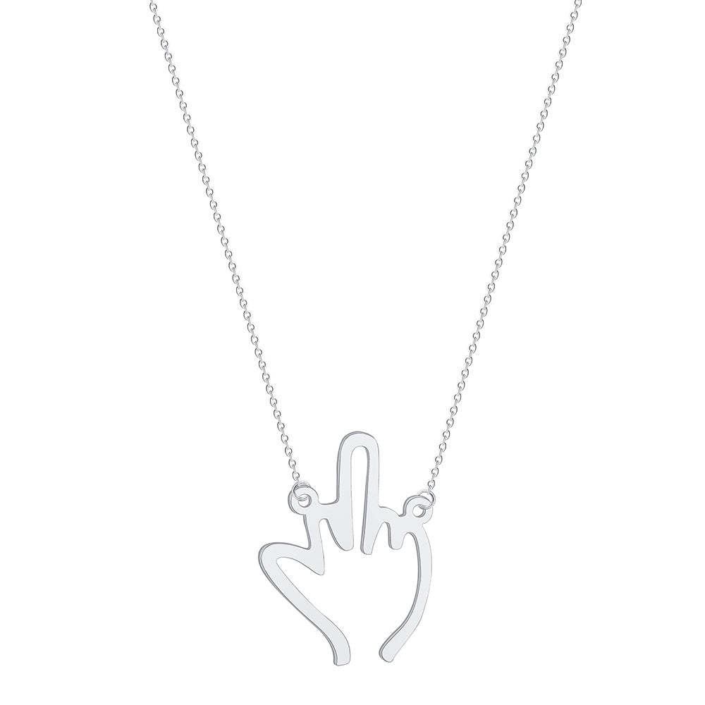 Mother's Day Gift Funny Middle Finger Pendant Necklace Friendship Couple Gifts-Engravingift