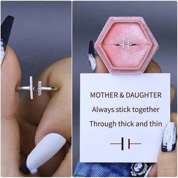 Mother's Day Gift Mother and Daughter Thick and Thin Ring "Always Stick Together"-Engravingift