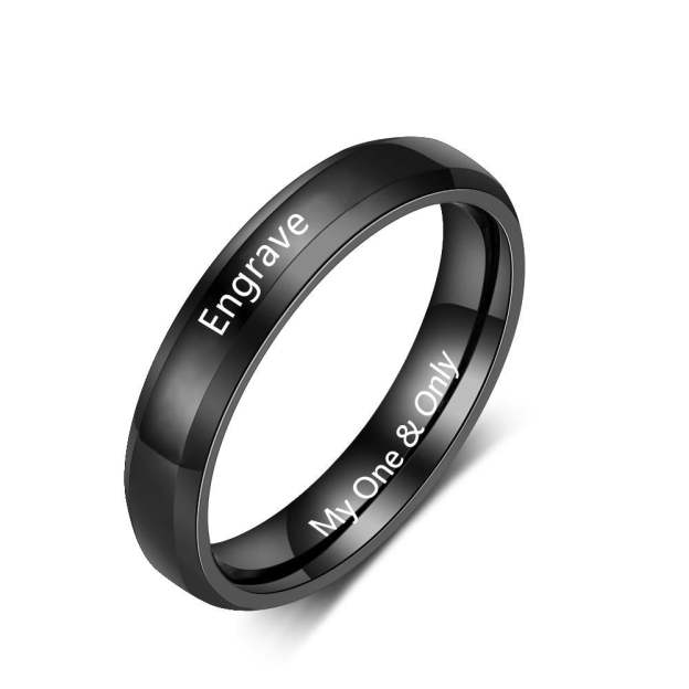 Christmas Gift Couples Rings for Her Women Engravable Personalized Lovers Promise Ring Black