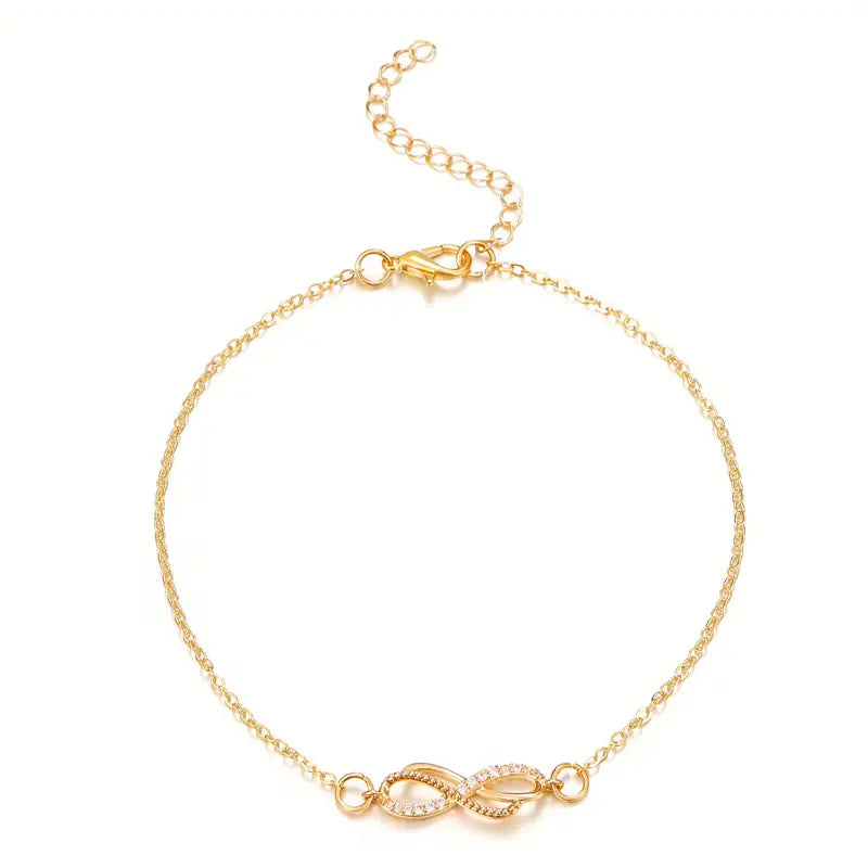 Mother's Day Infinity 8 Character Thin Chain Anklet Adjustable Summer Beach Foot Jewelry Decor Simple Style Ankle Bracelet-Engravingift