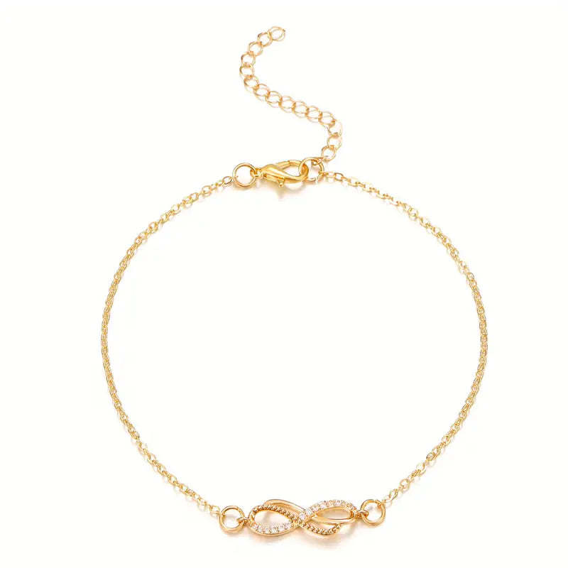 Mother's Day Infinity 8 Character Thin Chain Anklet Adjustable Summer Beach Foot Jewelry Decor Simple Style Ankle Bracelet-Engravingift