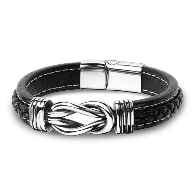 Christmas Gift Mother and Son Forever Linked Together Leather Knot Bracelet Warm Gift