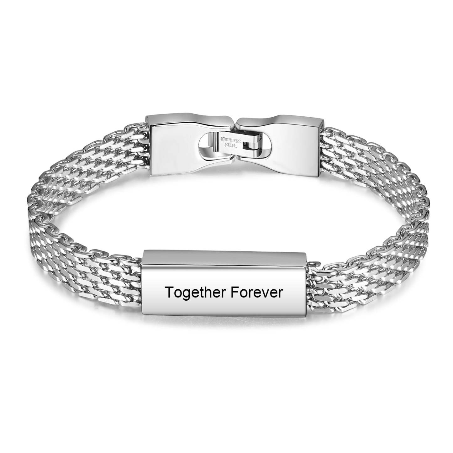 Christmas Gift Personalized Herringbone Bracelet Engraved Text for Men