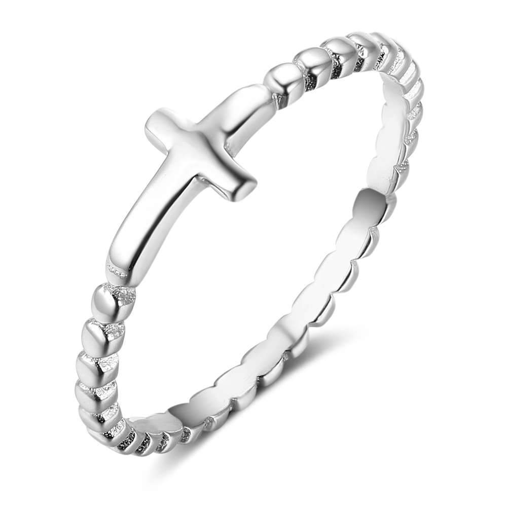 Mother's Day Gift Cross Ring Thin Contracted Style-Engravingift