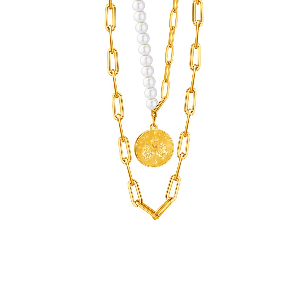 Fivepenny Pearl Double Strand Necklace