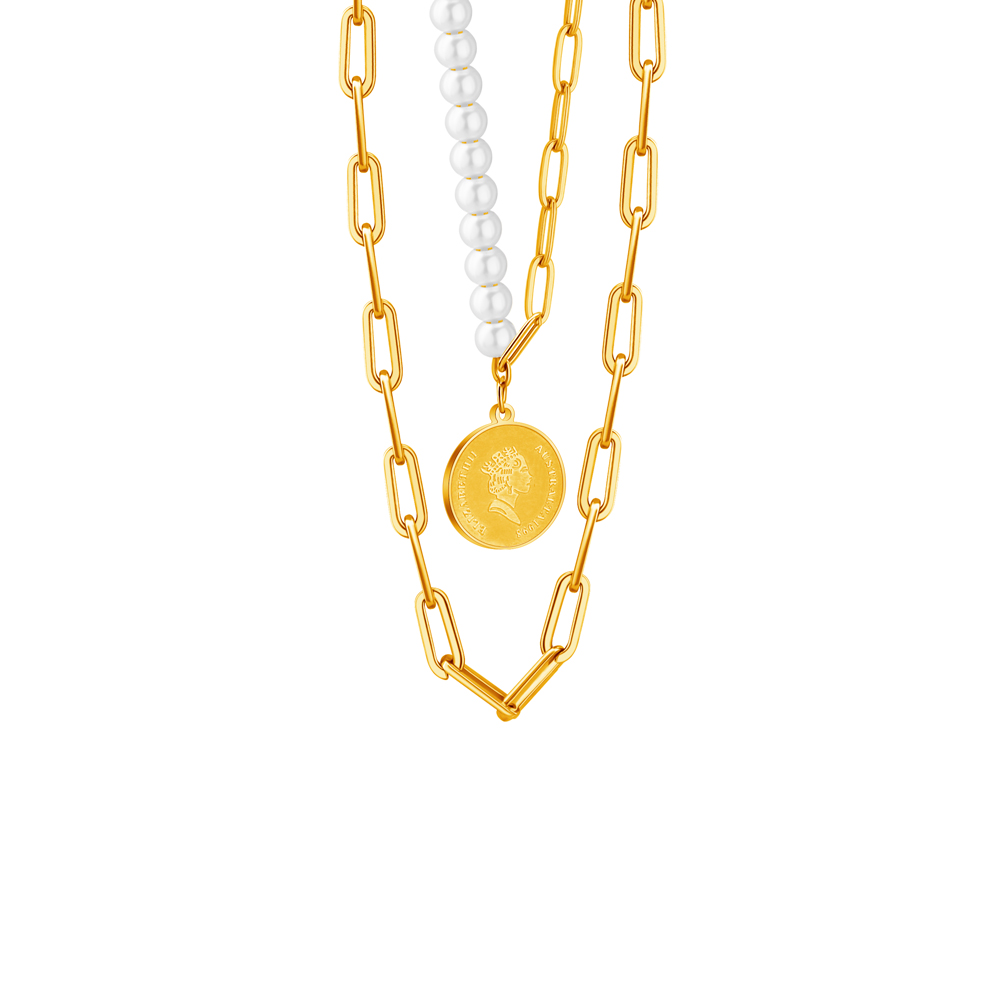 Fivepenny Pearl Double Strand Necklace