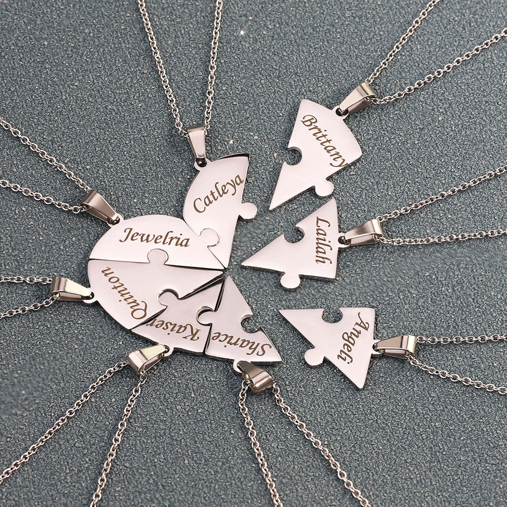 Christmas Gift Family/Sibling/BFF Gift Personalized Heart Puzzle Pieces Necklace or Keychain