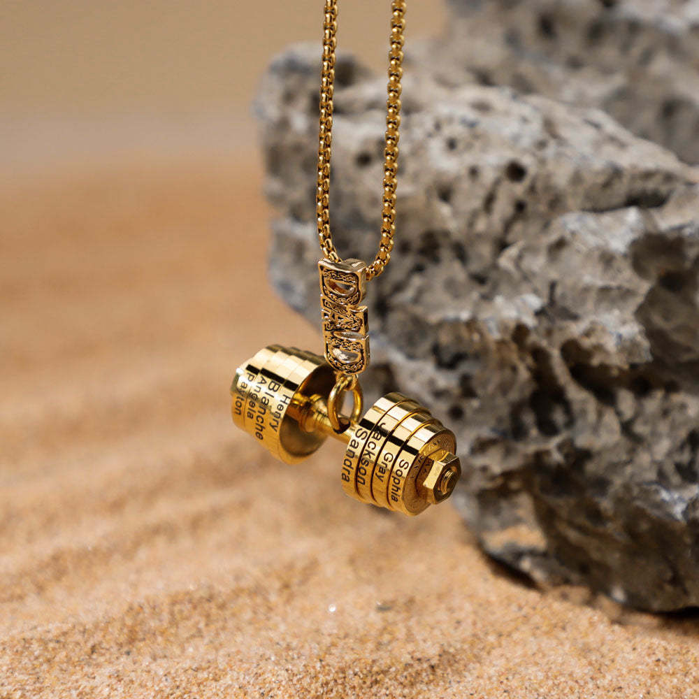 Christmas Gift Personalized DAD Dumbbell Necklace