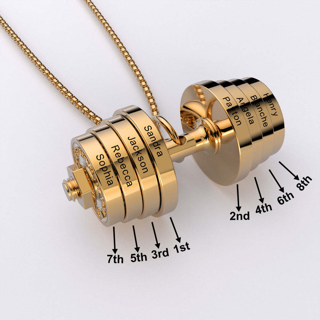 Christmas Gift "You Be Fearless Be Strong" Custom Dumbbell Diamond Name Necklace- NO ENGRAVING