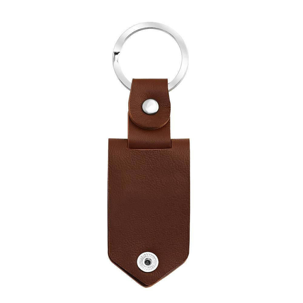 Father's Day Gift Custom Photo cowhide Leather Keychain-Engravingift