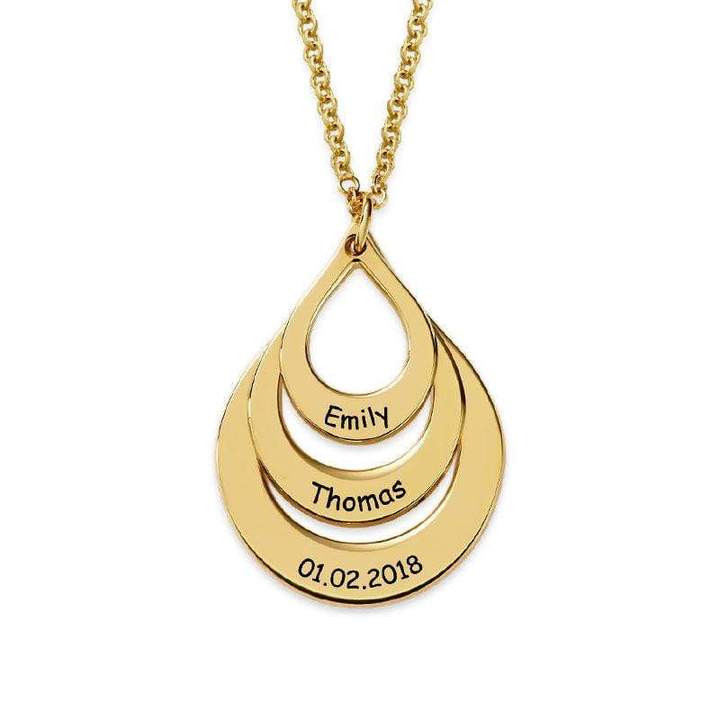 Mother's Day Gift Engraved Drop Shaped Family Necklace-Engravingift