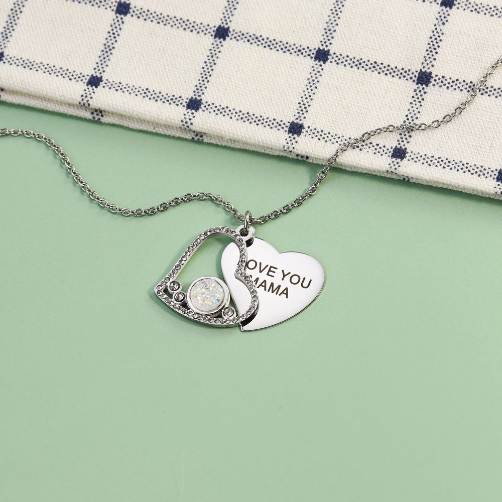 Mother's Day Gift "I Love You MAMA" Diamond Heart Necklace-Engravingift