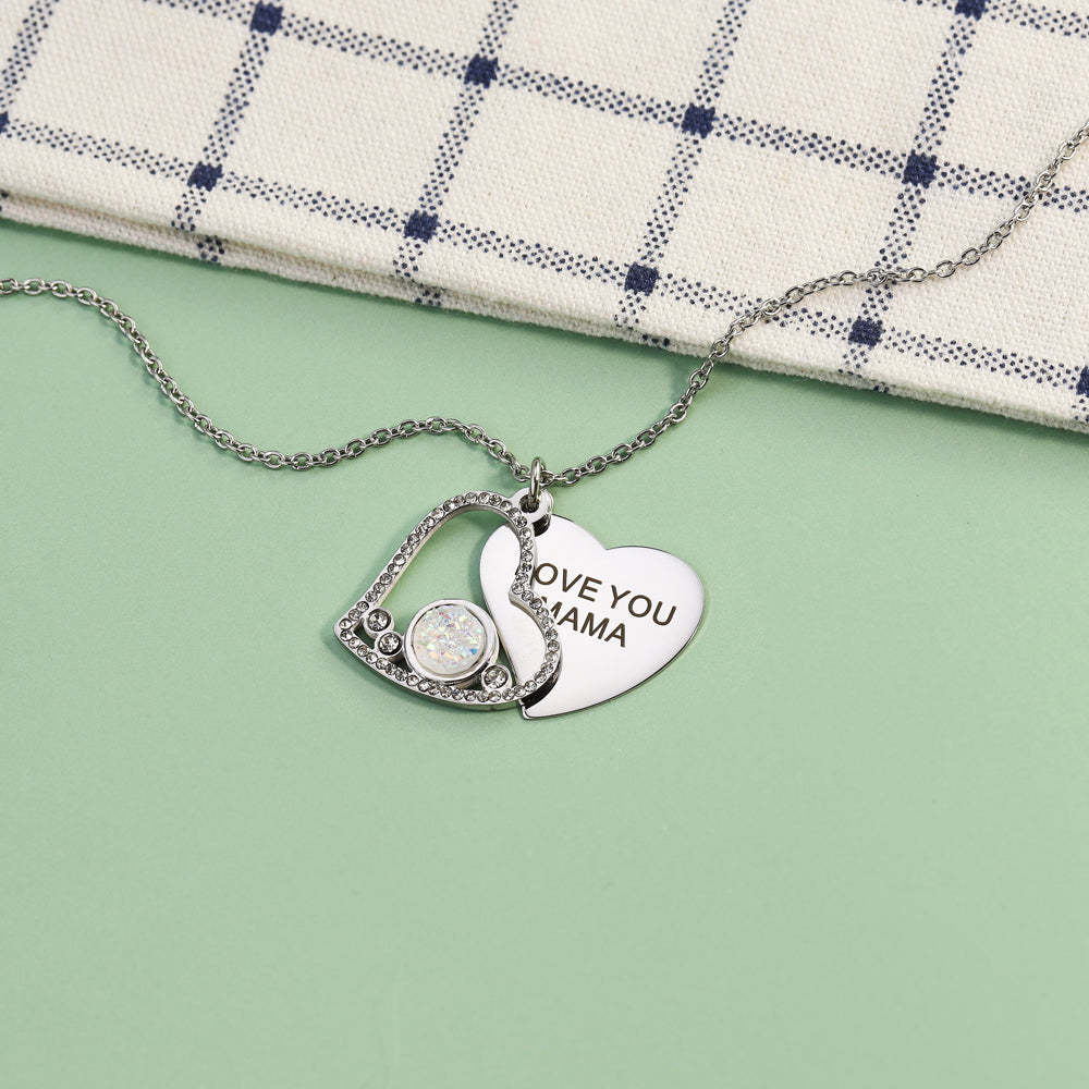 Mother's Day Gift "I Love You MAMA" Diamond Heart Necklace-Engravingift