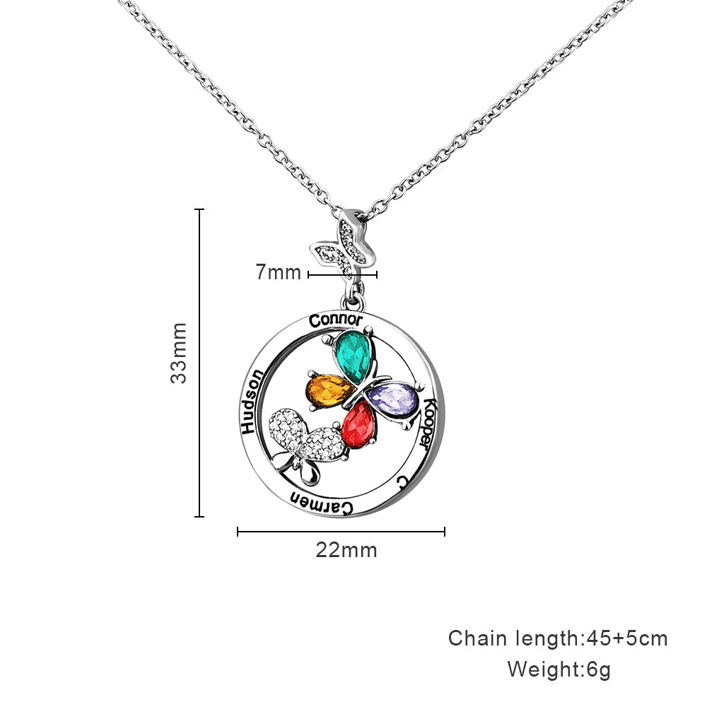 Mother's Day Gift Custom Diamond Butterfly Pendant Necklace-Engravingift