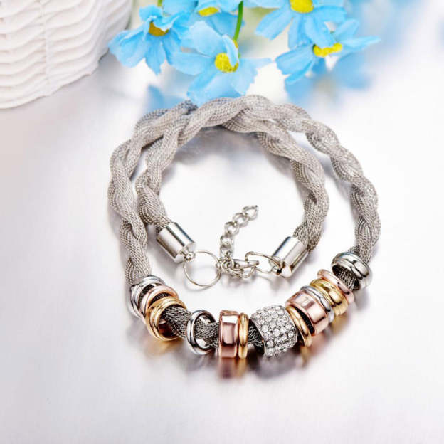 Mother's Day Gift Entwined Silver Metal Bracelet Necklace Bundle Offer-Engravingift