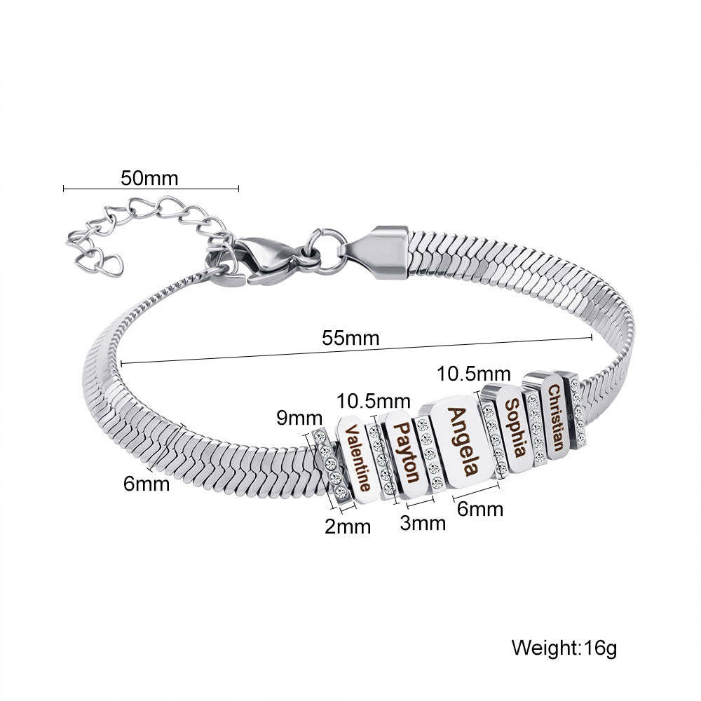 Men's Snake-shaped Chains With Custom Diamond Family Beads