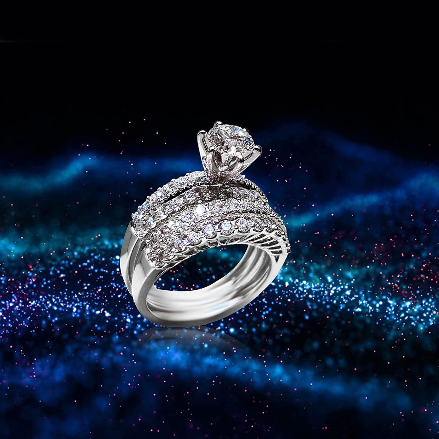 Mother's Day Gift Women's Fashion Luxury Engagement Marriage Proposal Diamond Rings Stacking Rings-Engravingift