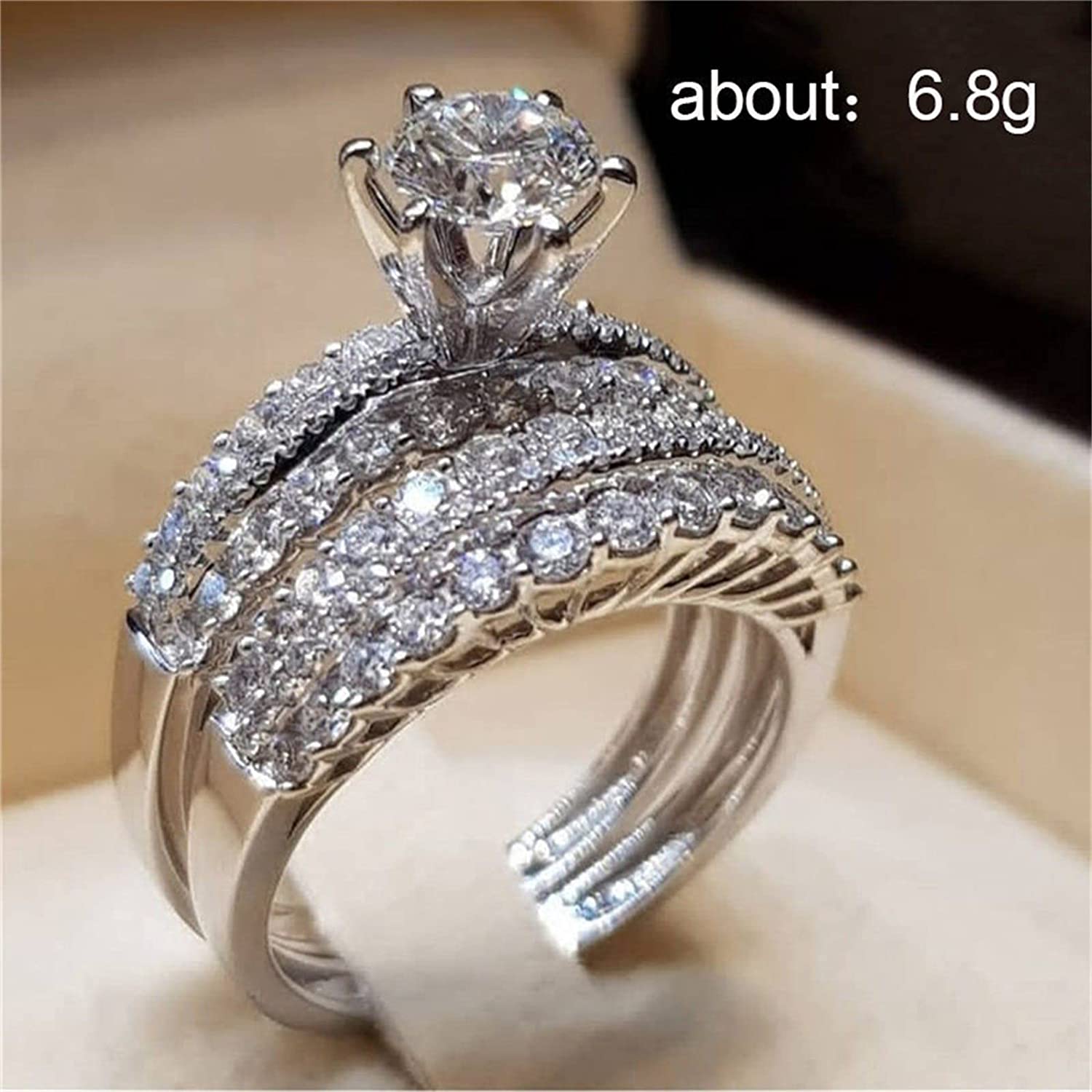Mother's Day Gift Women's Fashion Luxury Engagement Marriage Proposal Diamond Rings Stacking Rings-Engravingift