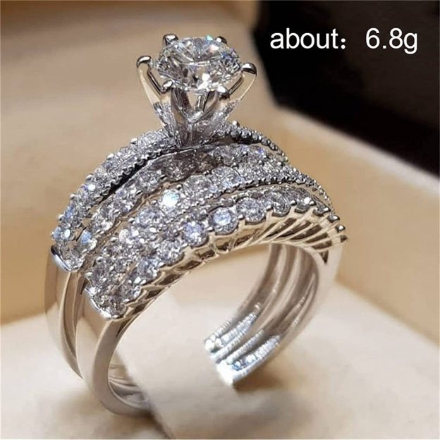 Mother's Day Gift Women's Fashion Luxury Engagement Marriage Proposal Diamond Rings Stacking Rings-Engravingift