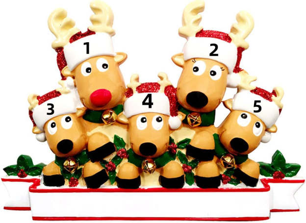 Christmas Gift CUSTOM CARTOON REINDEER FAMILY CHRISTMAS ORNAMENT-Engravingift