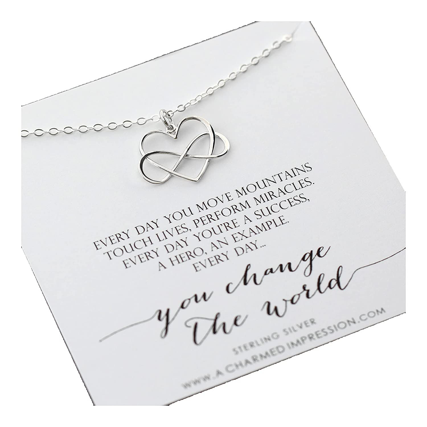 Mother's Day Gift Everyday you change the world Infinity Heart Necklace-Engravingift