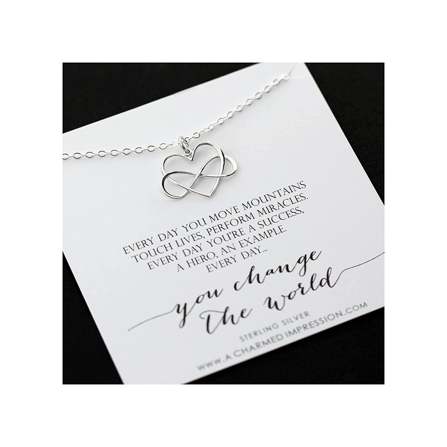 Mother's Day Gift Everyday you change the world Infinity Heart Necklace-Engravingift