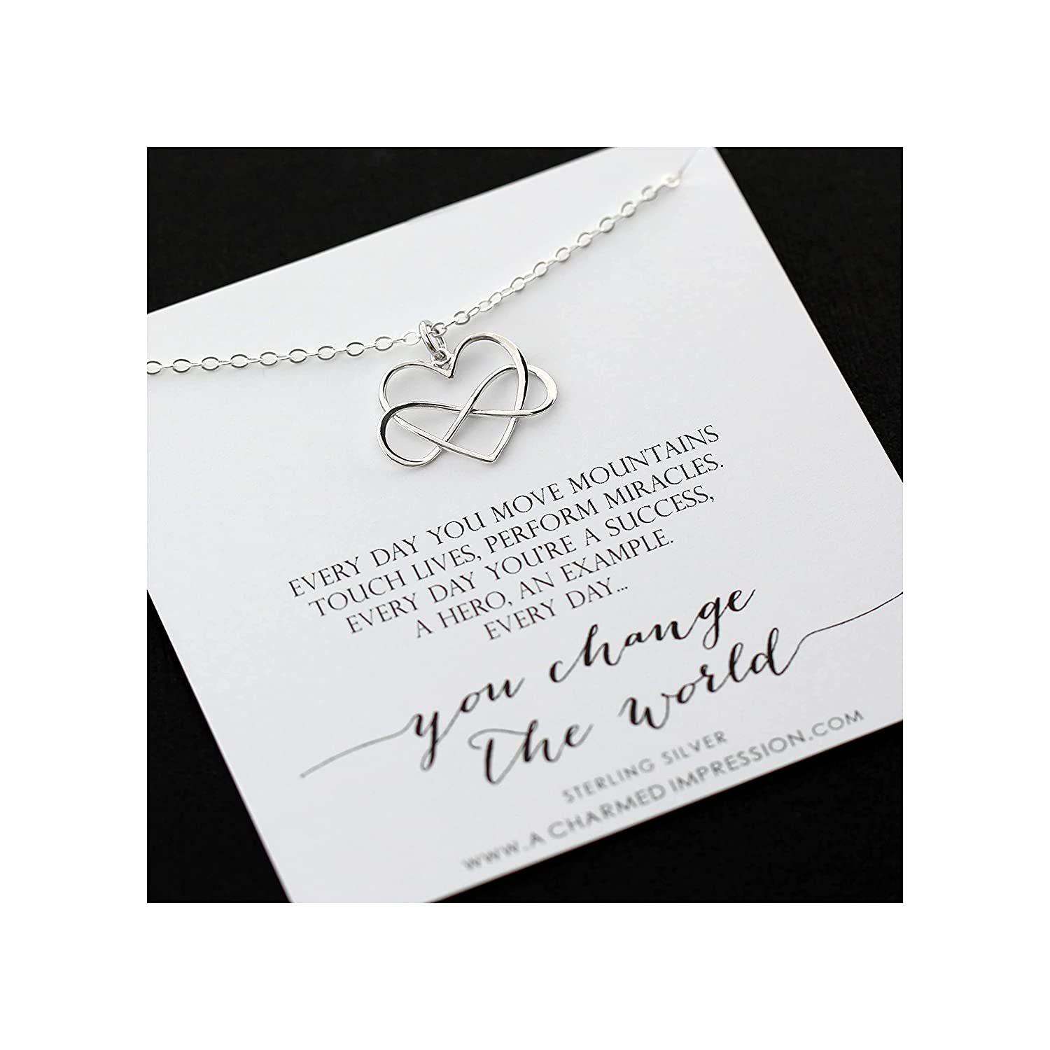 Mother's Day Gift Everyday you change the world Infinity Heart Necklace-Engravingift