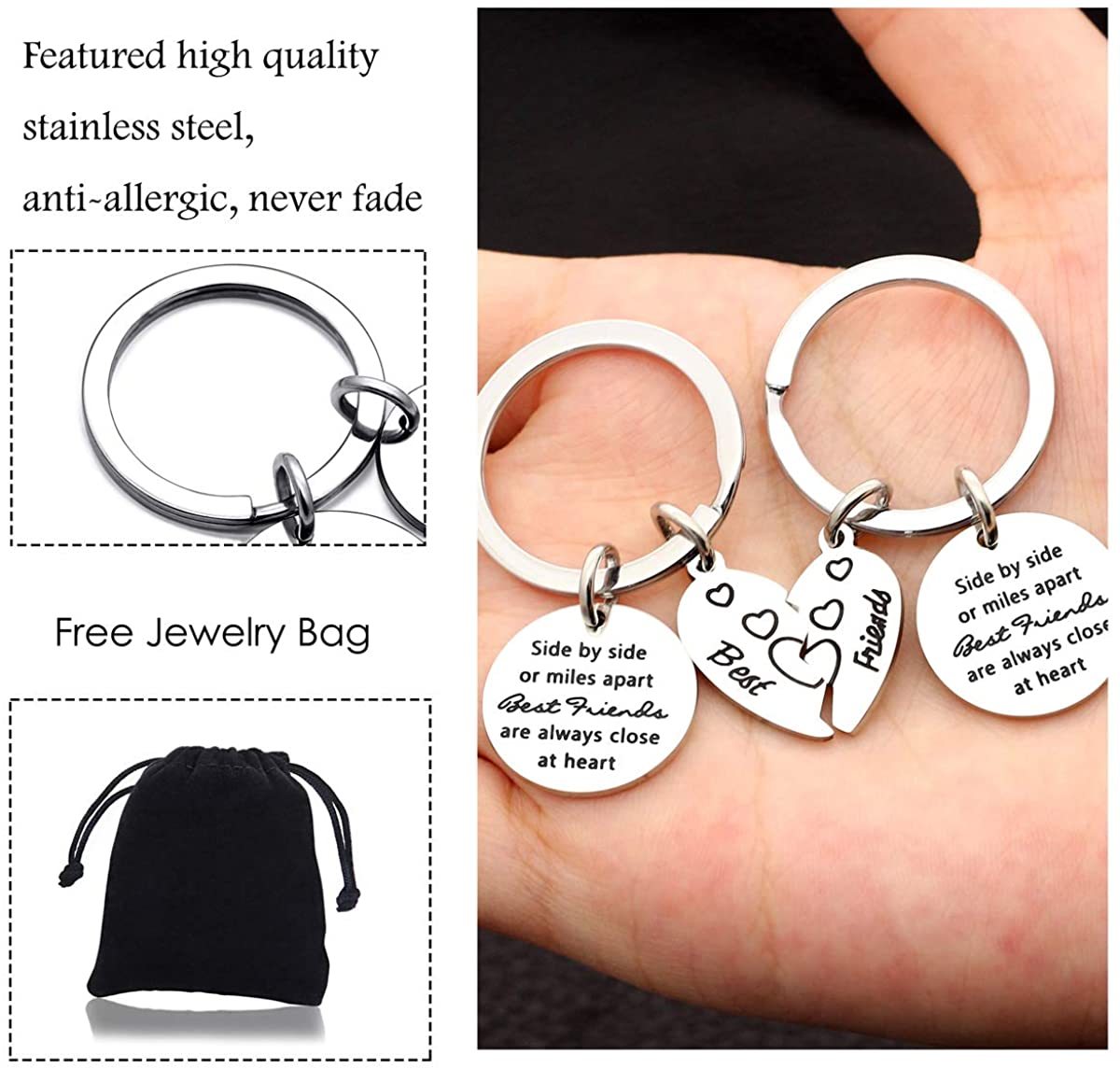 Best Friend Gifts 2 Pcs puzzle Keychains-Engravingift