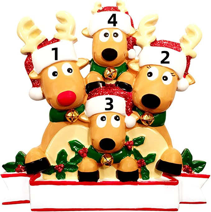 Christmas Gift CUSTOM CARTOON REINDEER FAMILY CHRISTMAS ORNAMENT-Engravingift
