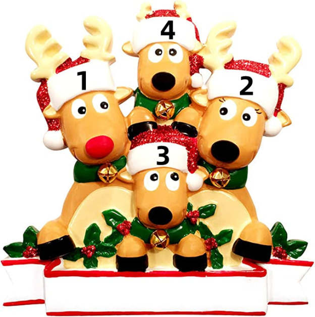 Christmas Gift CUSTOM CARTOON REINDEER FAMILY CHRISTMAS ORNAMENT-Engravingift