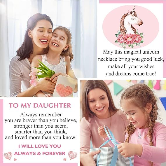 Mother's Day Gift To My Daughter Unicorn Necklace-Engravingift