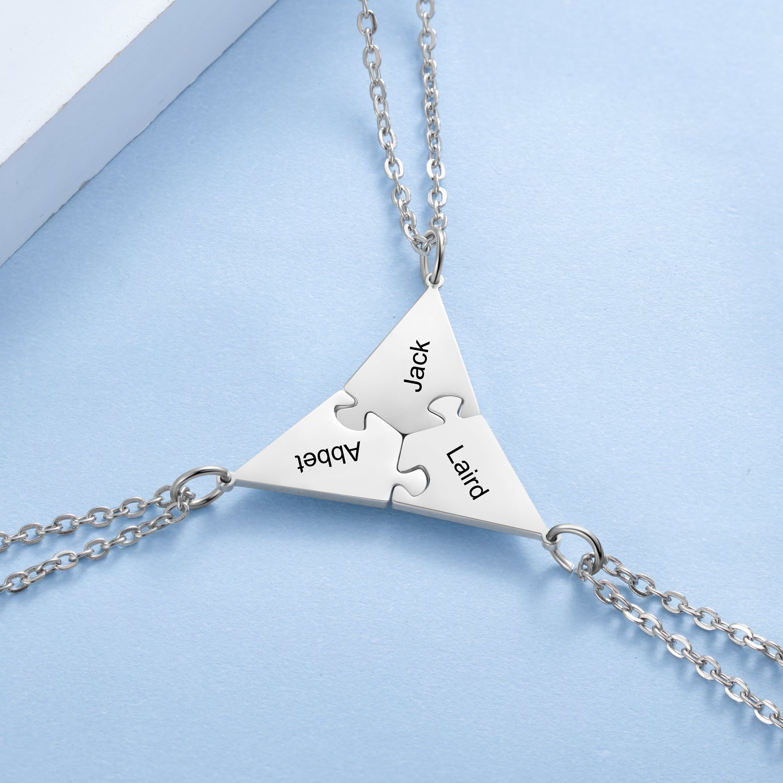 Christmas Gift Personalized Puzzle Friendship Necklace Engraved Names Star Necklace